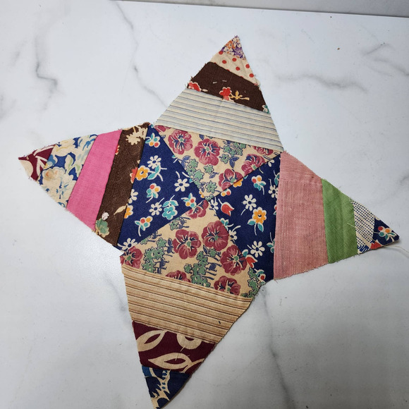 Vintage Handmade Quilt Blocks 4 Point Star 105 Pcs Plus 8 Point Stars Stack - Picture 6 of 10